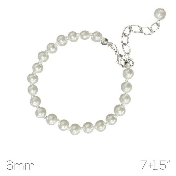 White Pearl Beaded Adjustable Bracelet - Picture 2 of 2